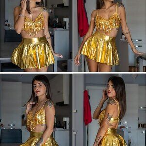 Avidlove Rave Outfits for Women Sequin Fringe Outfits Cosplay Lingerie 3pack